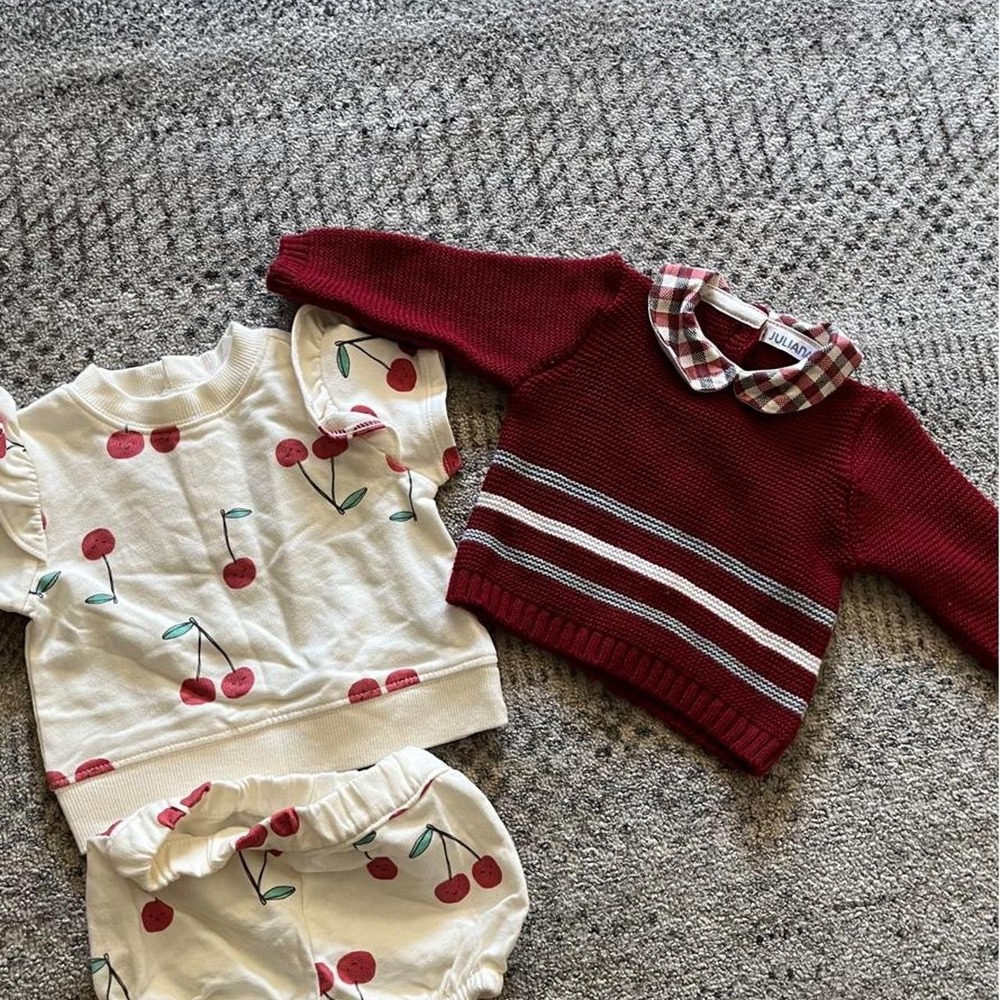 3mth Carters cherry 2 piece outfit 1mth sweater comfy baby warmth